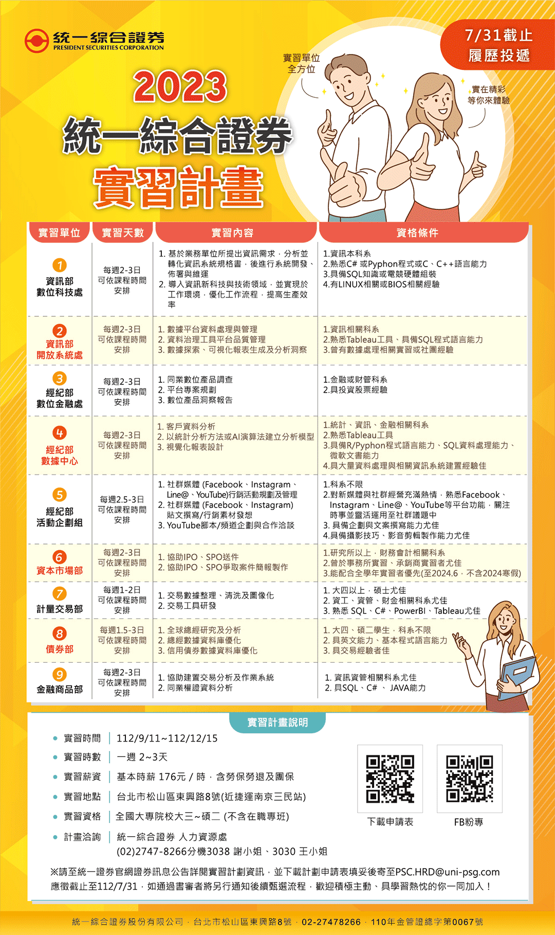 實習】統一證券-112年度上學期實習計劃